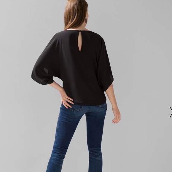 White House Black Market Kimono Sleeve Blouse, M, EUC, Black with Bling - Picture 4 of 13